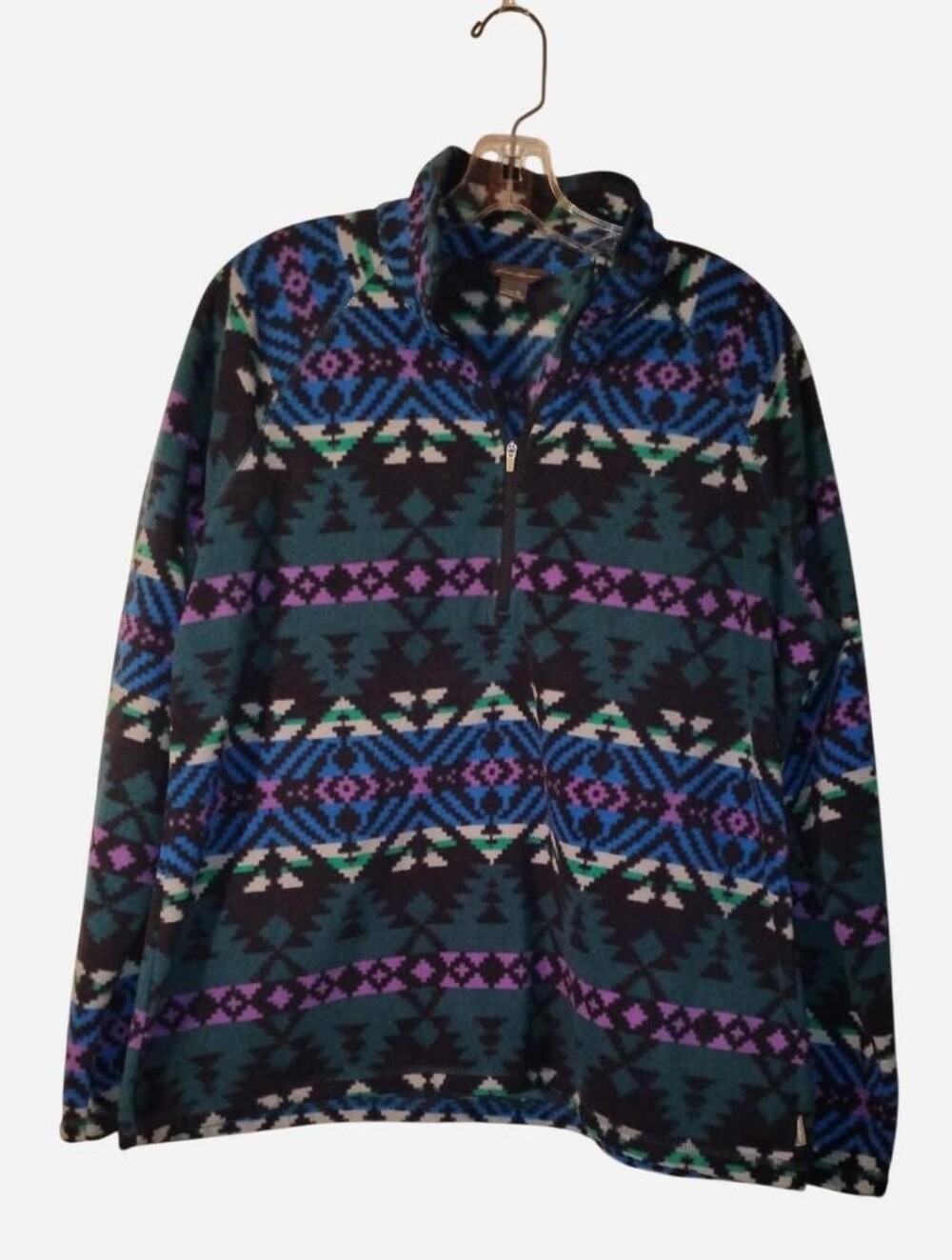 Eddie Bauer Women's XL Fleece 1/4 Zip Pullover Geometric Aztec Southwestern